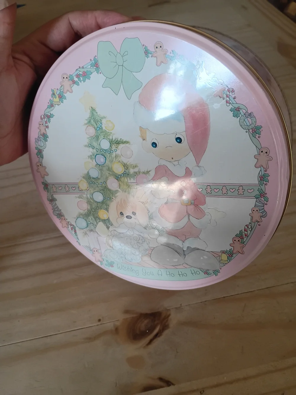 Precious Moments Pink Holiday Round Storage Tins Set of 3